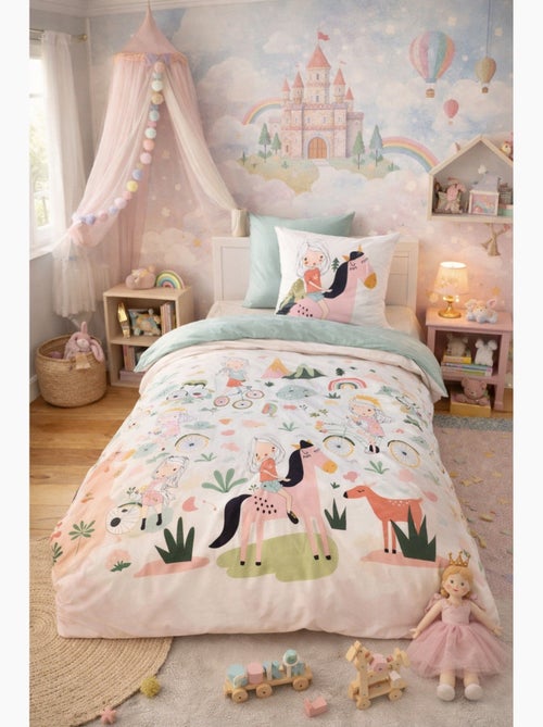 Parure de lit TESS RANDO, Rose, Coton, 140x200cm - 140x200 / Rose - Kiabi Parure de lit TESS RANDO, Rose, Coton, 140x200cm - 140x200 / Rose - Kiabi