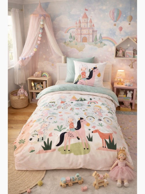 Parure de lit TESS RANDO, Rose, Coton, 140x200cm - Kiabi Parure de lit TESS RANDO, Rose, Coton, 140x200cm - Kiabi