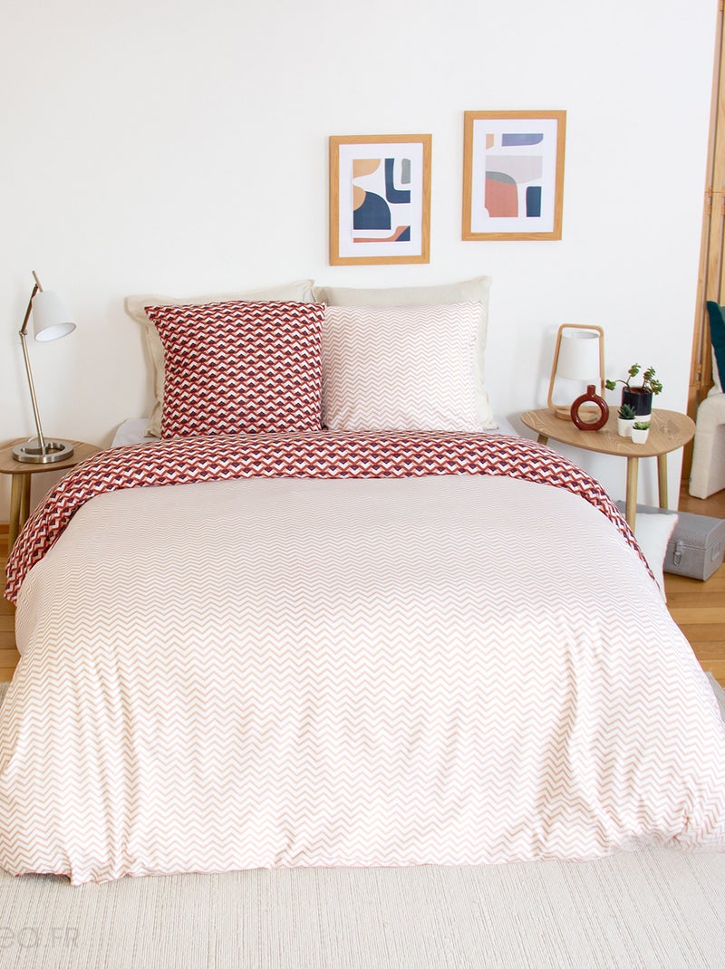 Parure de lit TIAGOH microfibre Blanc Rouge - Kiabi