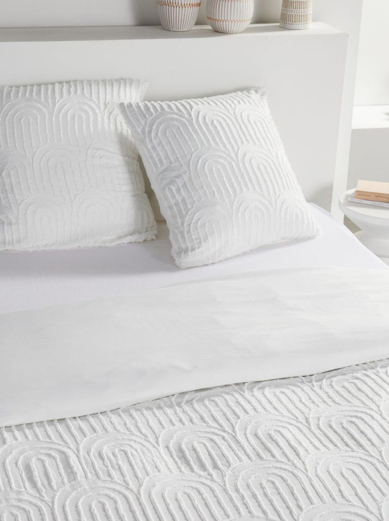 Parure de lit tufté Graphique ESSENTIAL Blanc - Kiabi
