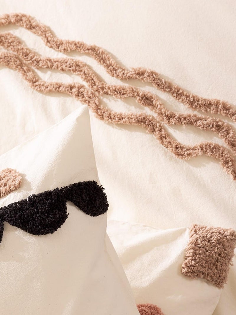 Parure de lit tufté motif wavy en relief Beige clair - Kiabi