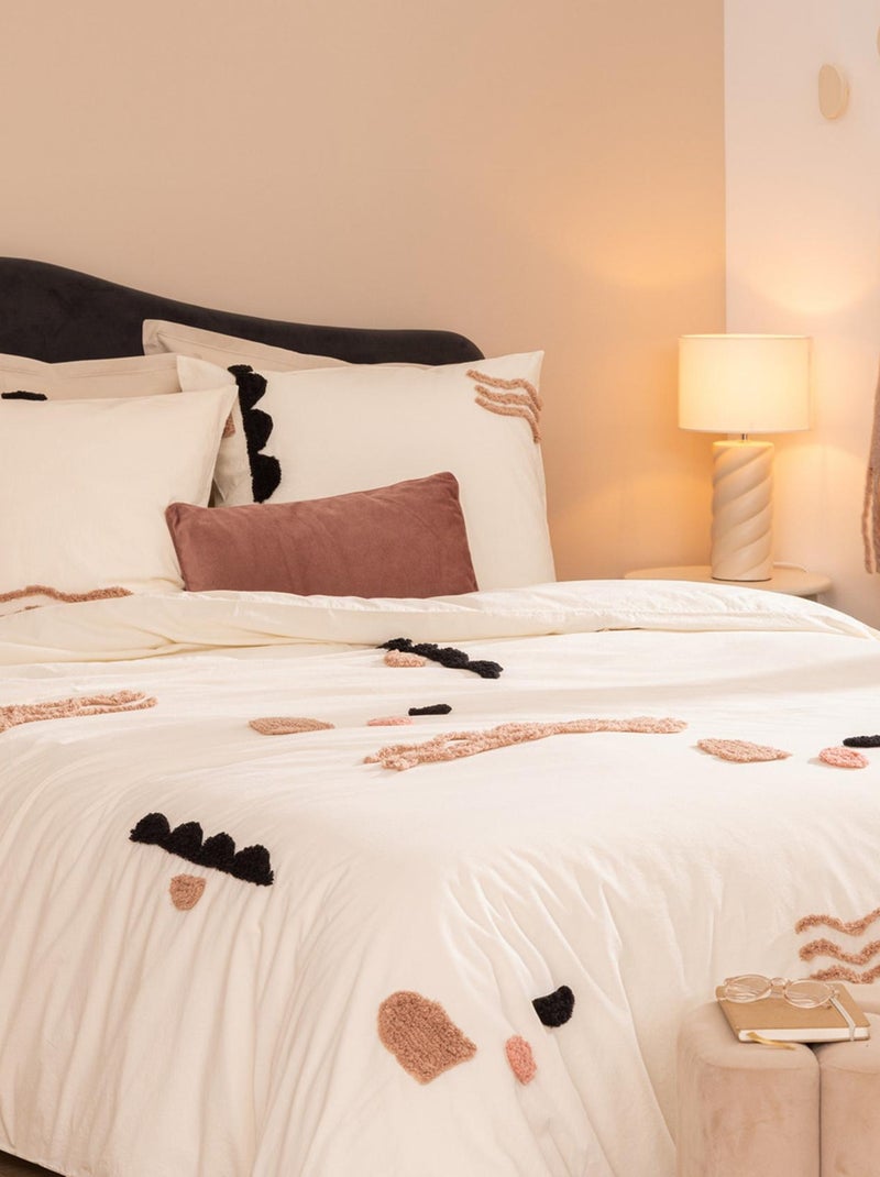 Parure de lit tufté motif wavy en relief Beige clair - Kiabi