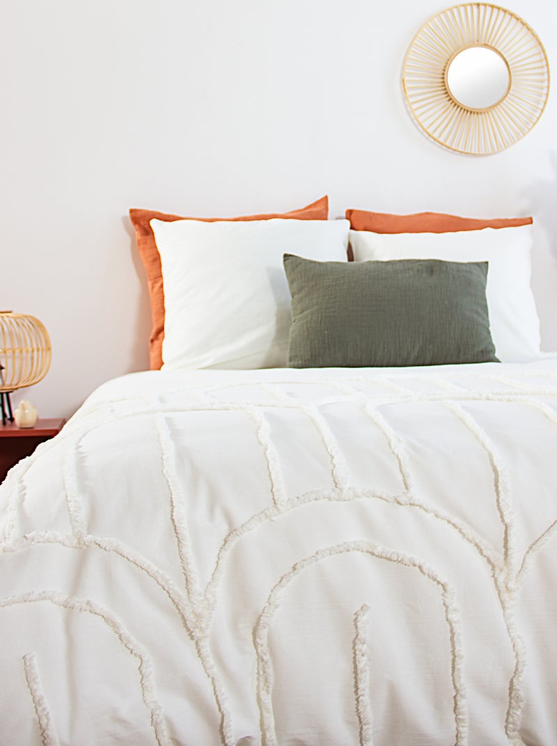 Parure de lit tuftée 2 personne - 240 x 220 cm et 260 x 240 cm - 2 pièces Blanc - Kiabi
