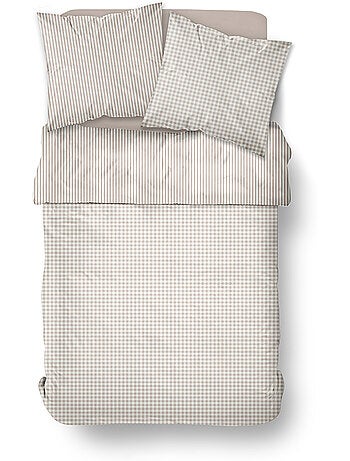 Parure de lit uni 1 personne imprimé + Drap Housse COCON