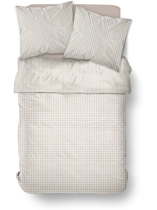 Parure de lit uni 1 personne imprimé + Drap Housse COCON - Kiabi Parure de lit uni 1 personne imprimé + Drap Housse COCON - Kiabi