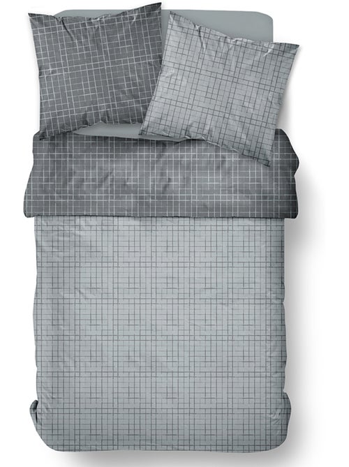 Parure de lit uni 1 personne imprimé + Drap Housse COCON - Kiabi Parure de lit uni 1 personne imprimé + Drap Housse COCON - Kiabi