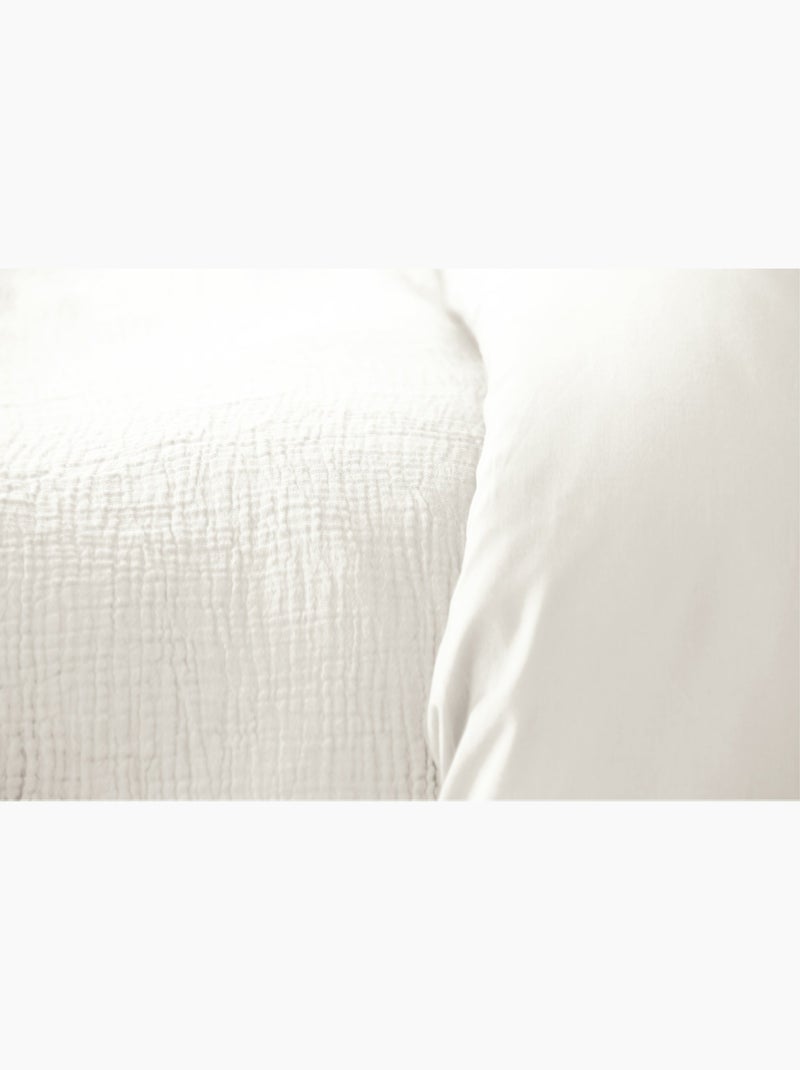 Parure de lit uni gaze de coton - blanc - 140x200 / blanc Blanc - Kiabi