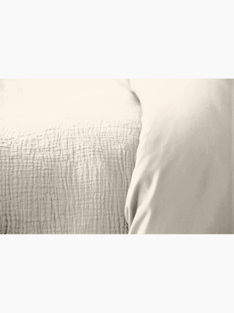 Parure de lit UNI Gaze de Coton Beige - Kiabi