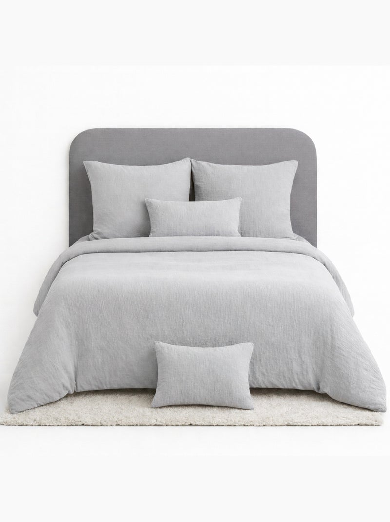 Parure de lit UNI Gaze de Coton Gris - Kiabi