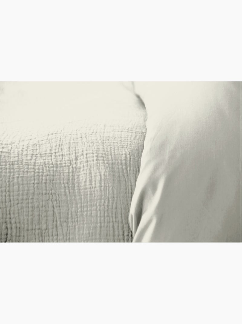 Parure de lit UNI Gaze de Coton Gris - Kiabi
