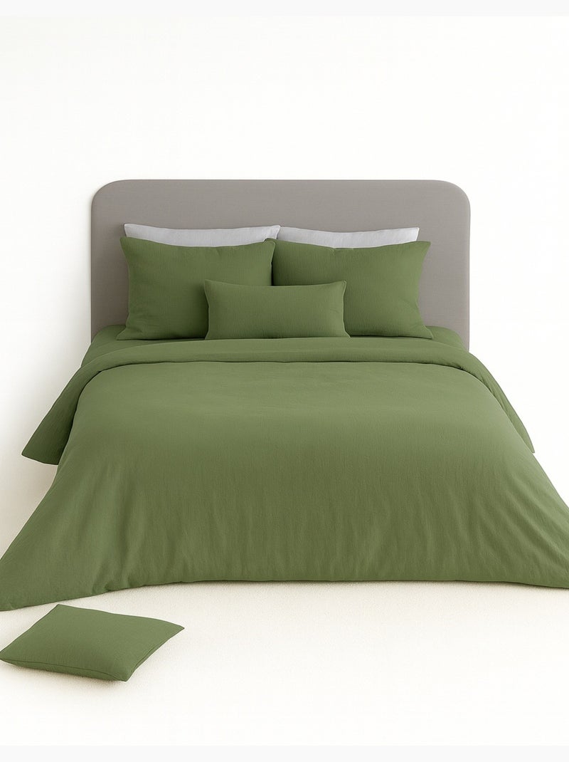Parure de lit UNI Gaze de Coton Kaki - Kiabi