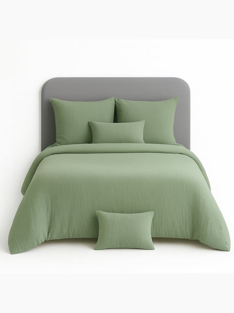 Parure de lit UNI Gaze de Coton Vert - Kiabi