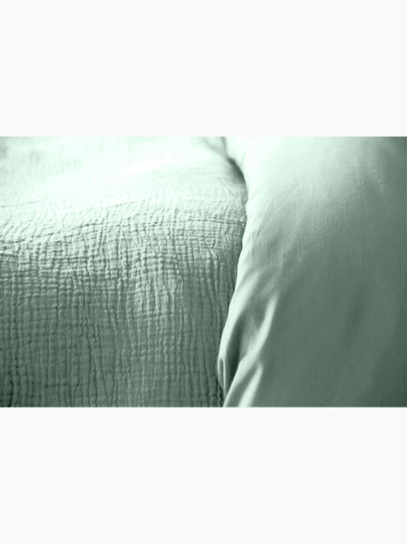 Parure de lit UNI Gaze de Coton Vert - Kiabi