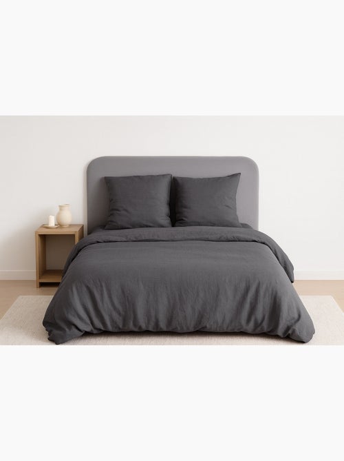 Parure de lit UNI Micro Lavée - 140x200 / Anthracite - Kiabi Parure de lit UNI Micro Lavée - 140x200 / Anthracite - Kiabi