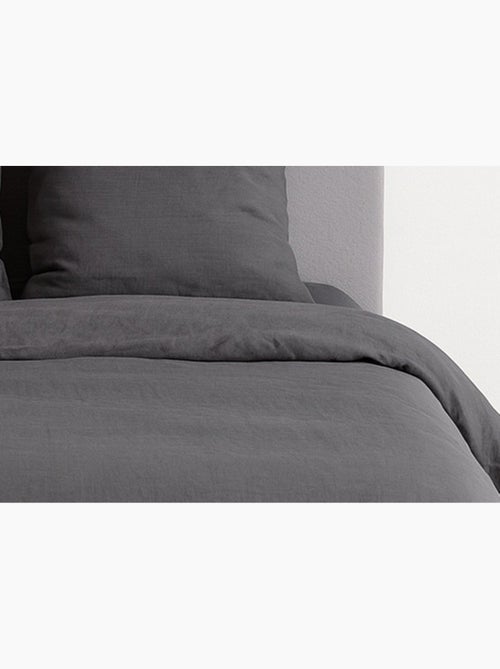 Parure de lit UNI Micro Lavée - 140x200 / Anthracite - Kiabi Parure de lit UNI Micro Lavée - 140x200 / Anthracite - Kiabi