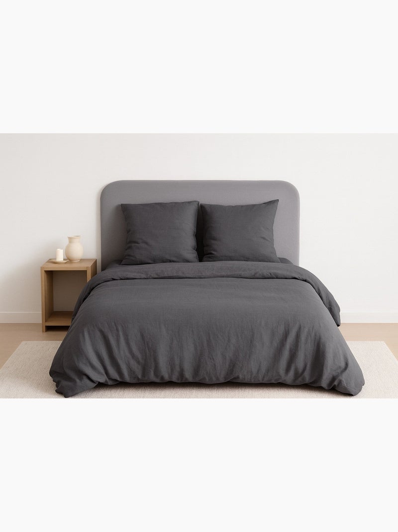 Parure de lit UNI Micro Lavée - 140x200 / Vert gris anthracite - Kiabi