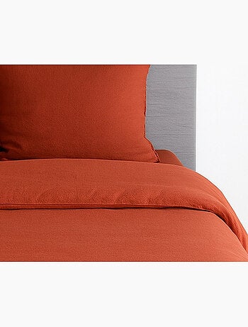 Parure de lit uni micro lavée - bisque - 260x240