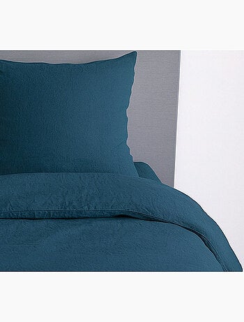 Parure de lit uni micro lavée - bleu - 140x200 / bleu