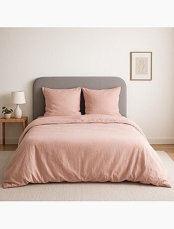 Parure de lit uni micro lavée - rose - 260x240
