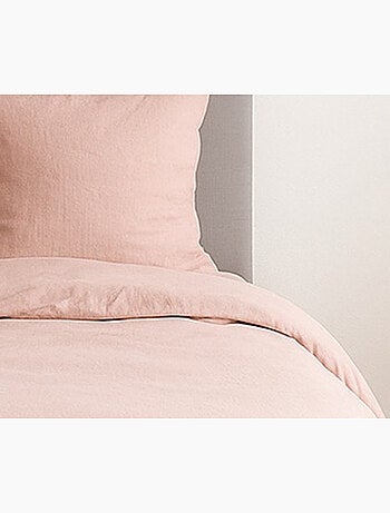 Parure de lit uni micro lavée - rose - 260x240