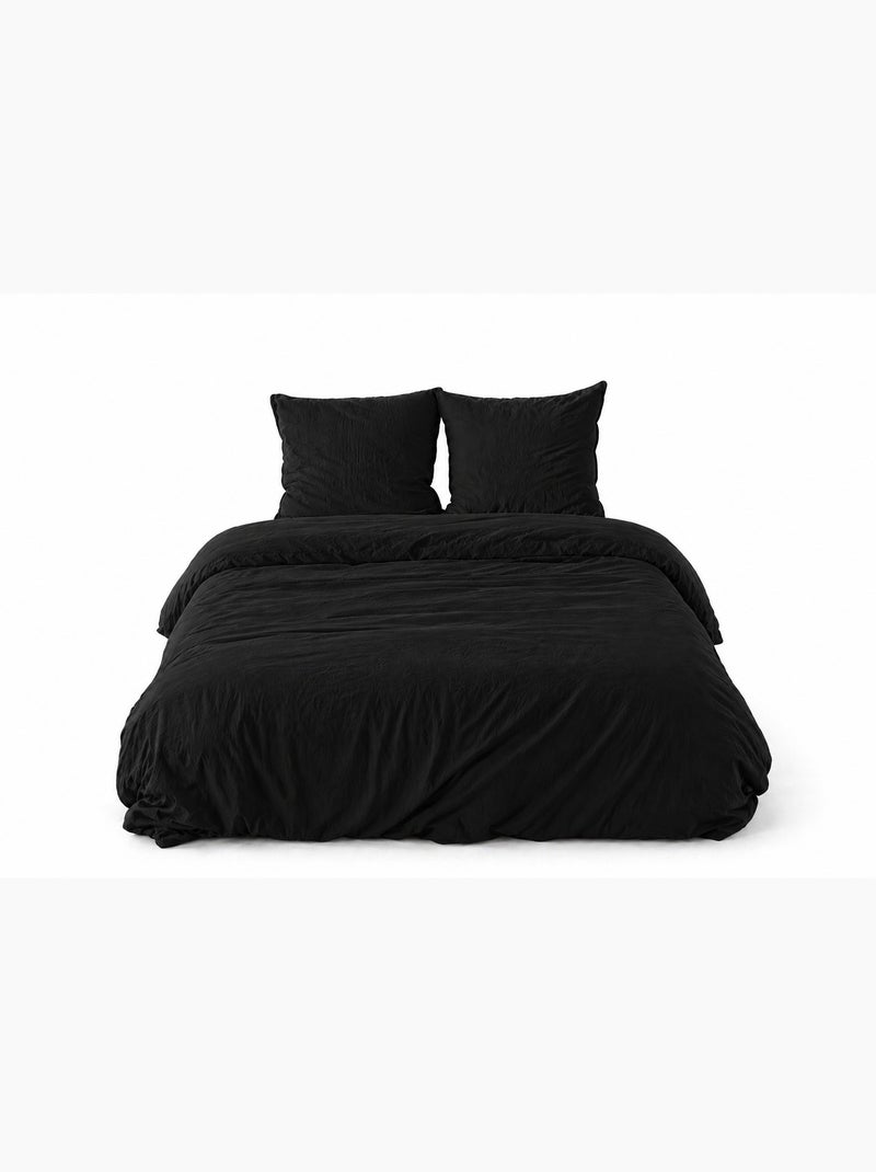 Parure de lit UNI Micro Lavée Noir - Kiabi