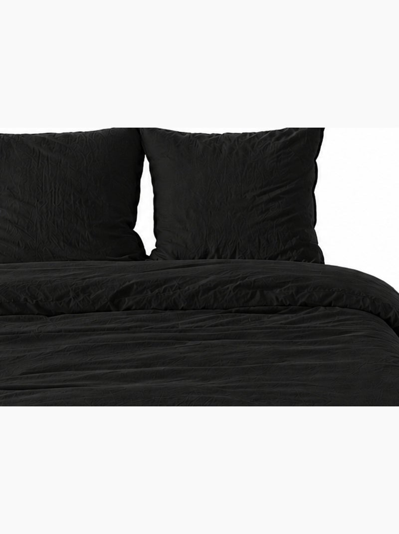 Parure de lit UNI Micro Lavée Noir - Kiabi