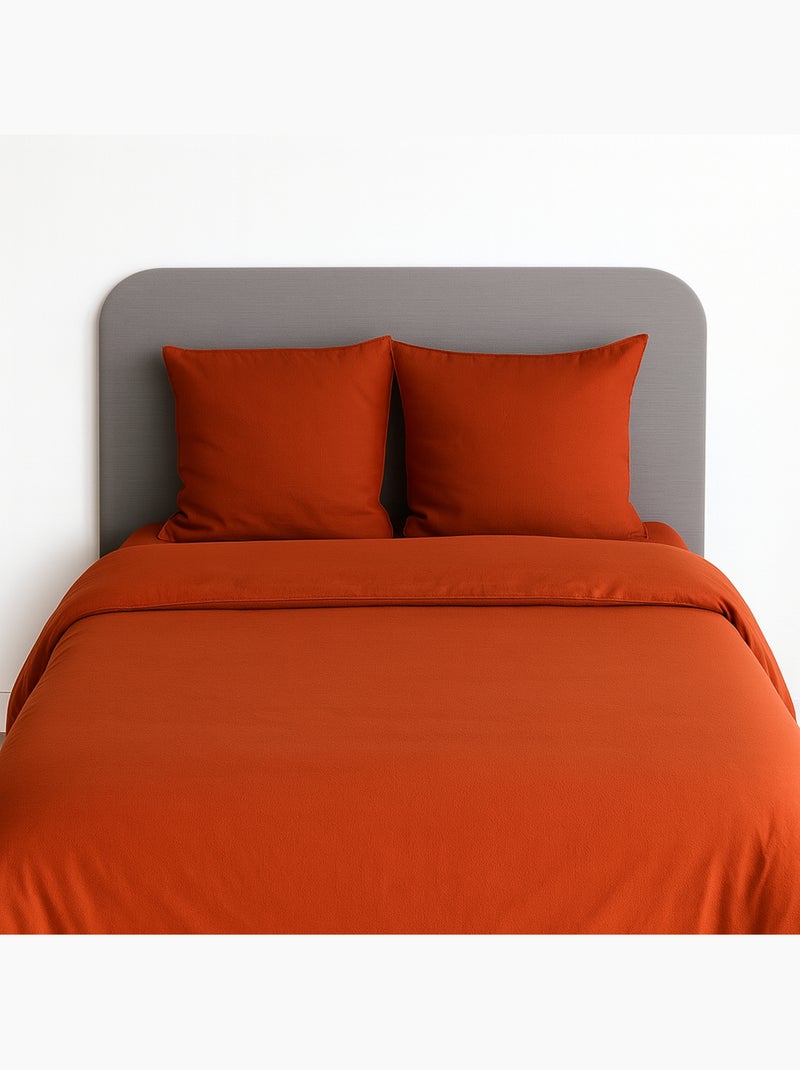 Parure de lit UNI Micro Lavée Orange - Kiabi