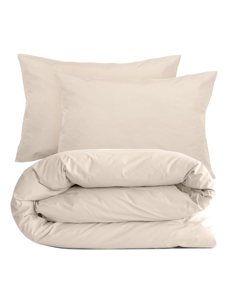 Parure de lit uni percale de coton MANOIR Taie 50x70 cm Blanc cassé - Kiabi