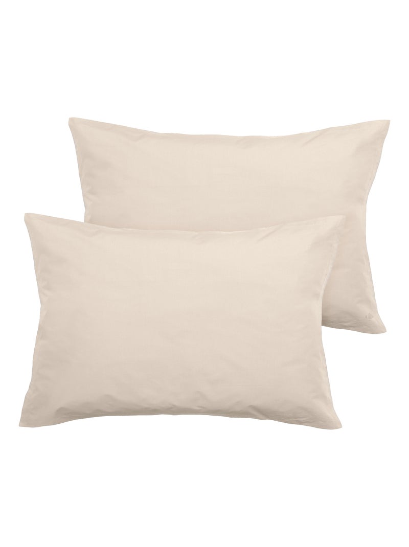 Parure de lit uni percale de coton MANOIR Taie 50x70 cm Blanc cassé - Kiabi
