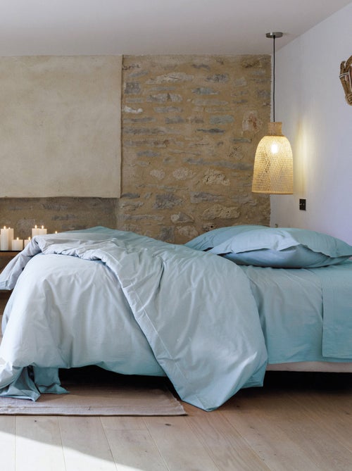 Parure de lit uni percale de coton MANOIR Taie 50x70 cm - Kiabi