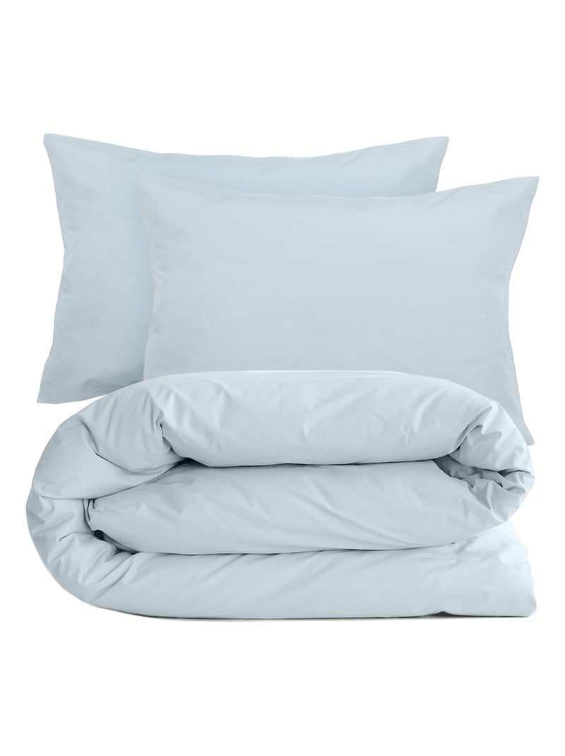 Parure de lit uni percale de coton MANOIR Taie 50x70 cm Bleu outremer - Kiabi
