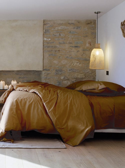 Parure de lit uni percale de coton MANOIR Taie 50x70 cm - Kiabi
