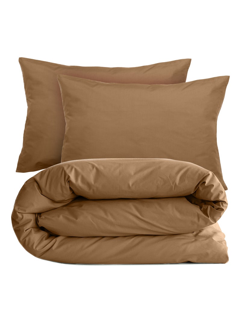 Parure de lit uni percale de coton MANOIR Taie 50x70 cm Cognac - Kiabi