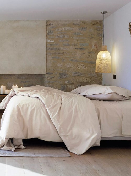 Parure de lit uni percale de coton MANOIR Taie 50x70 cm - Kiabi