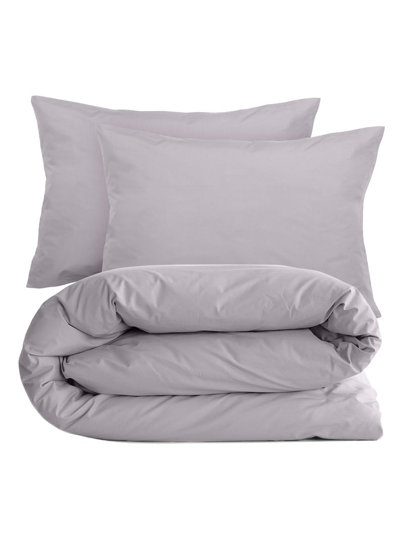 Parure de lit uni percale de coton MANOIR Taie 50x70 cm Gris foncé - Kiabi