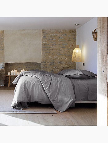 Parure de lit uni percale de coton MANOIR Taie 50x70 cm