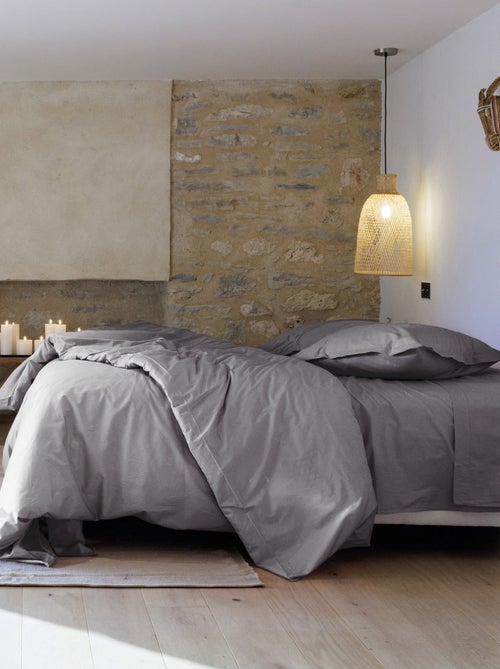Parure de lit uni percale de coton MANOIR Taie 50x70 cm - Kiabi