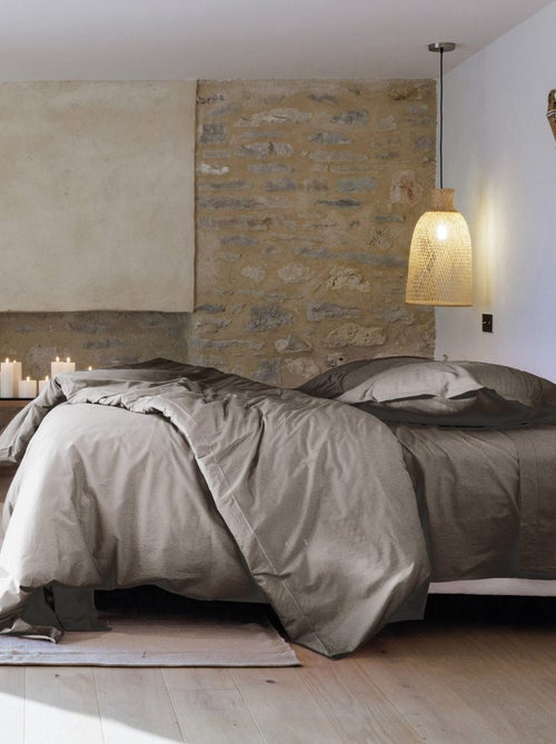 Parure de lit uni percale de coton MANOIR Taie 50x70 cm - Kiabi