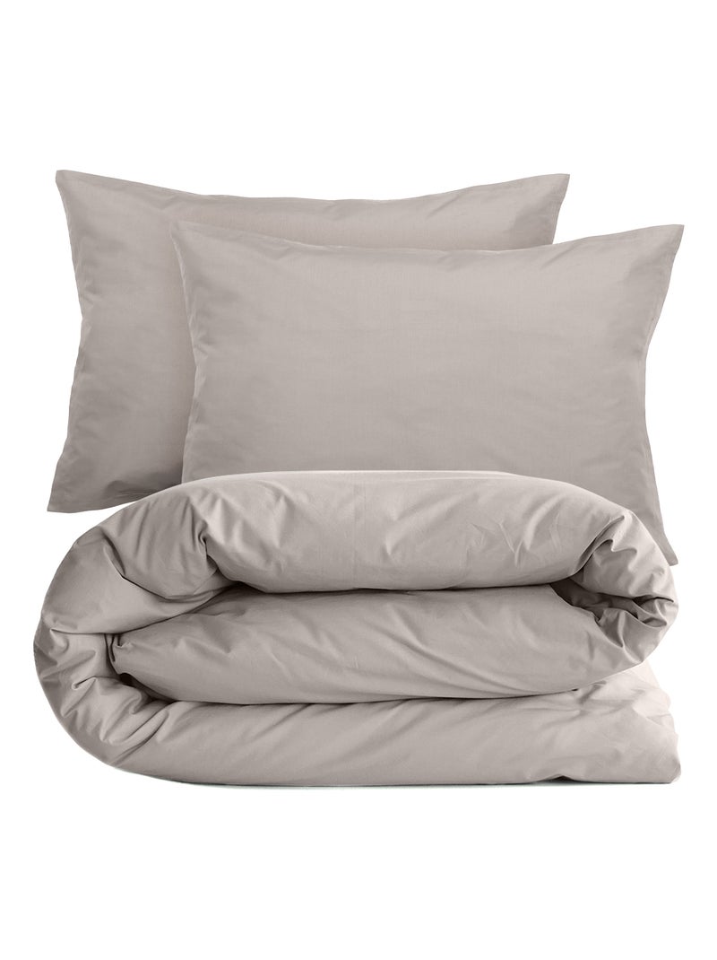 Parure de lit uni percale de coton MANOIR Taie 50x70 cm Gris moyen - Kiabi