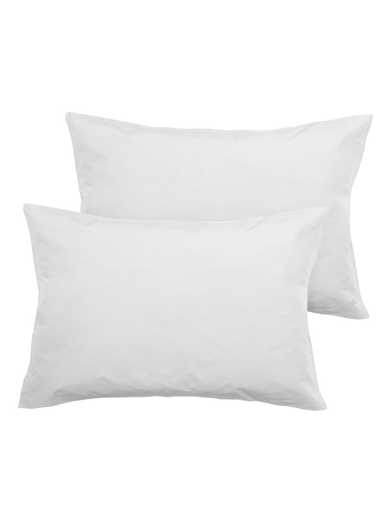 Parure de lit uni percale de coton MANOIR Taie 50x70 cm Gris perle - Kiabi