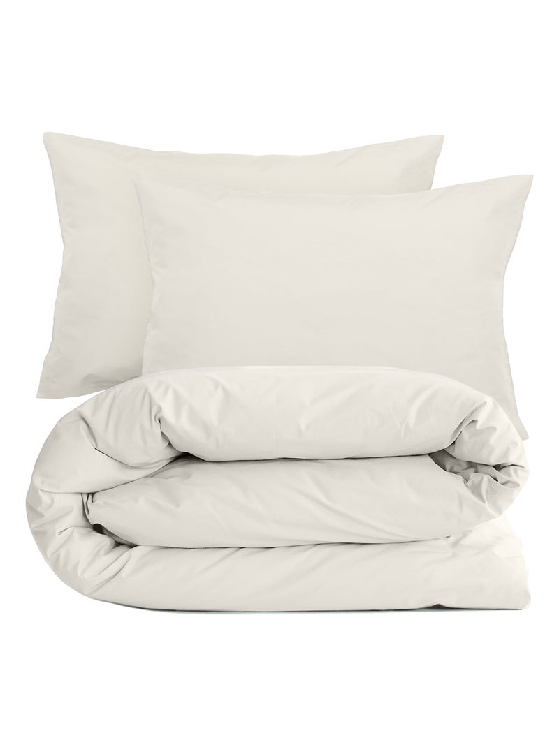 Parure de lit uni percale de coton MANOIR Taie 50x70 cm Ivoire - Kiabi