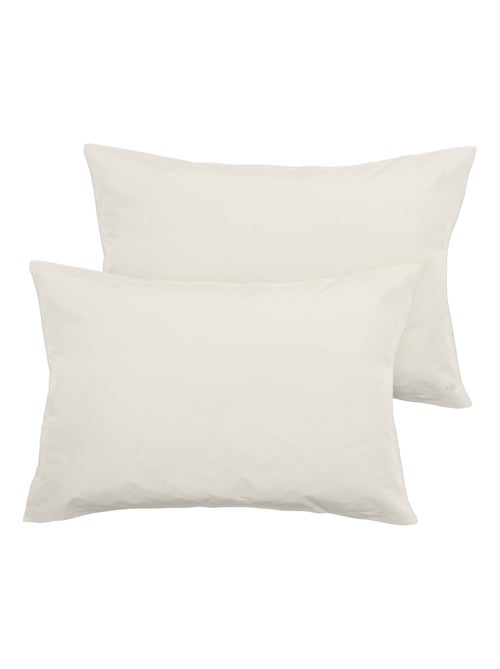 Parure de lit uni percale de coton MANOIR Taie 50x70 cm - Kiabi