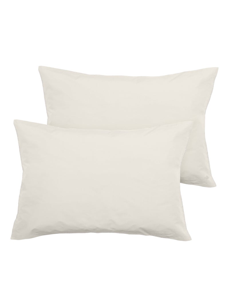 Parure de lit uni percale de coton MANOIR Taie 50x70 cm Ivoire - Kiabi
