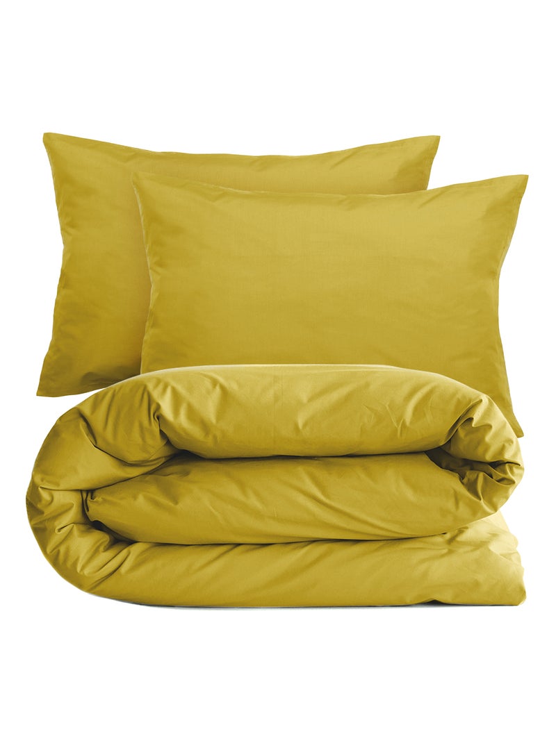 Parure de lit uni percale de coton MANOIR Taie 50x70 cm Moutarde - Kiabi