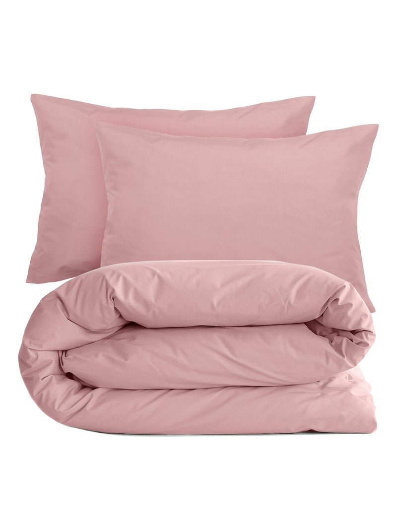 Parure de lit uni percale de coton MANOIR Taie 50x70 cm Rose - Kiabi