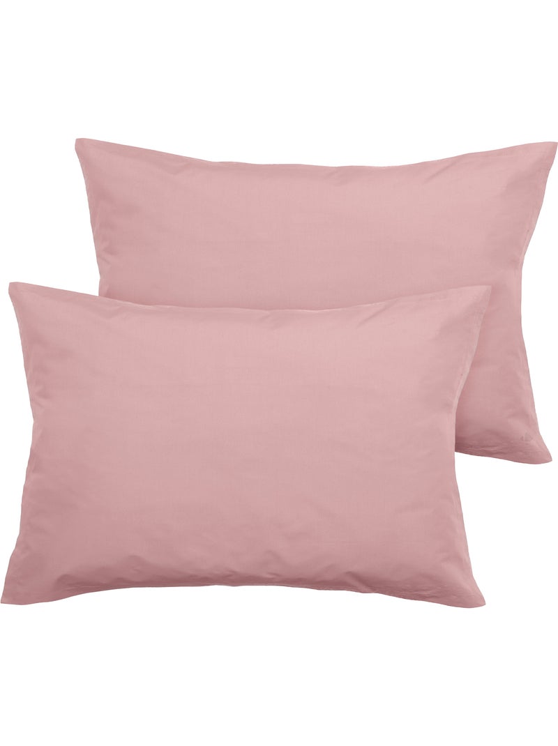 Parure de lit uni percale de coton MANOIR Taie 50x70 cm Rose - Kiabi