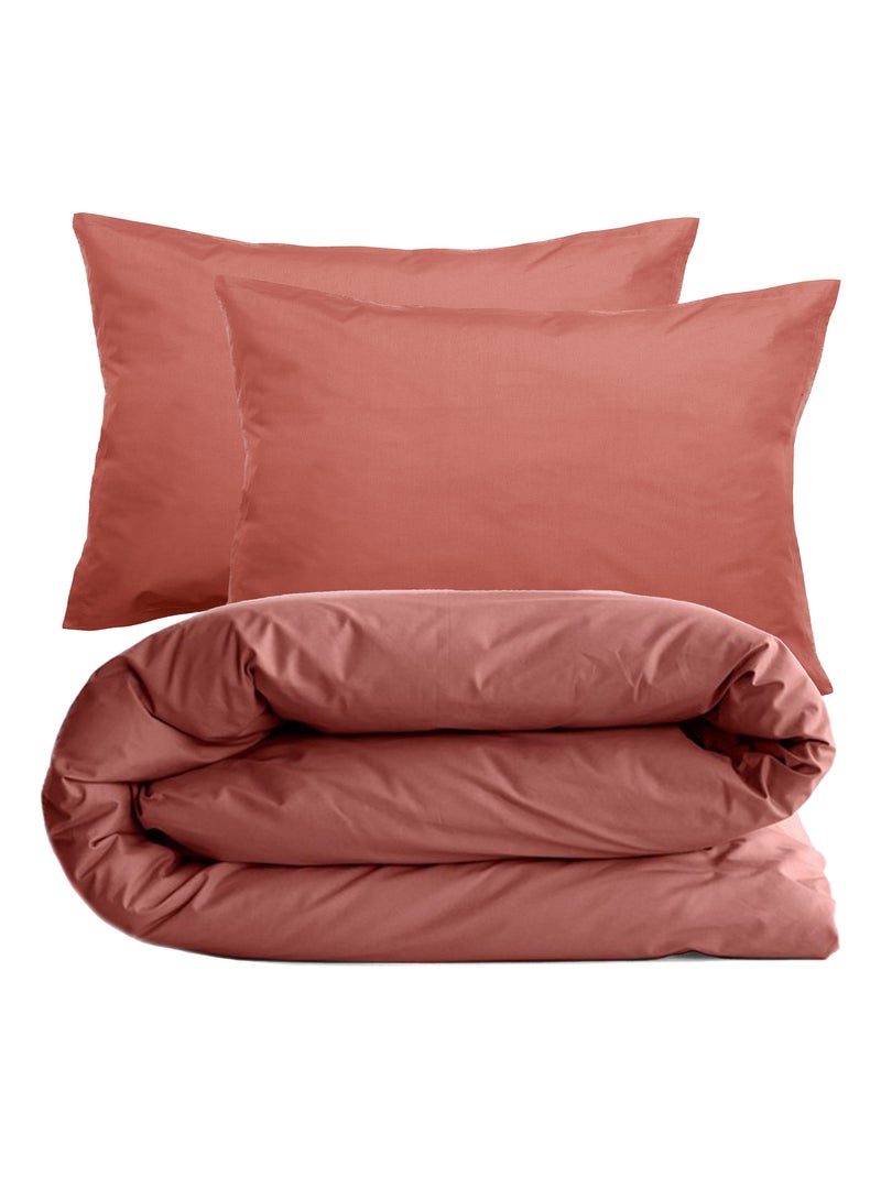 Parure de lit uni percale de coton MANOIR Taie 50x70 cm Rose pâle - Kiabi