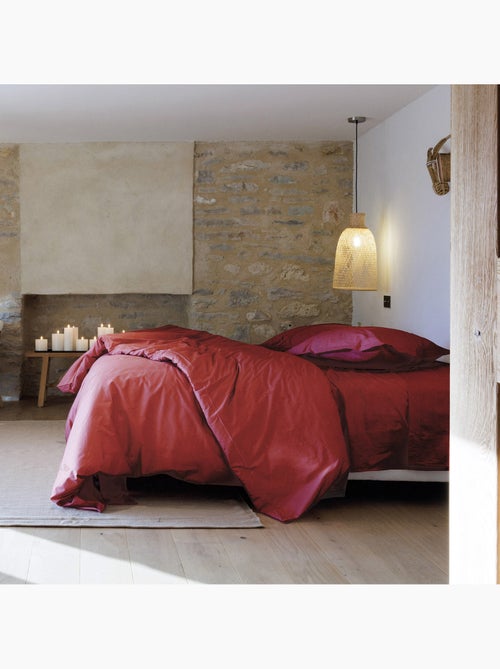 Parure de lit uni percale de coton MANOIR Taie 50x70 cm - Kiabi