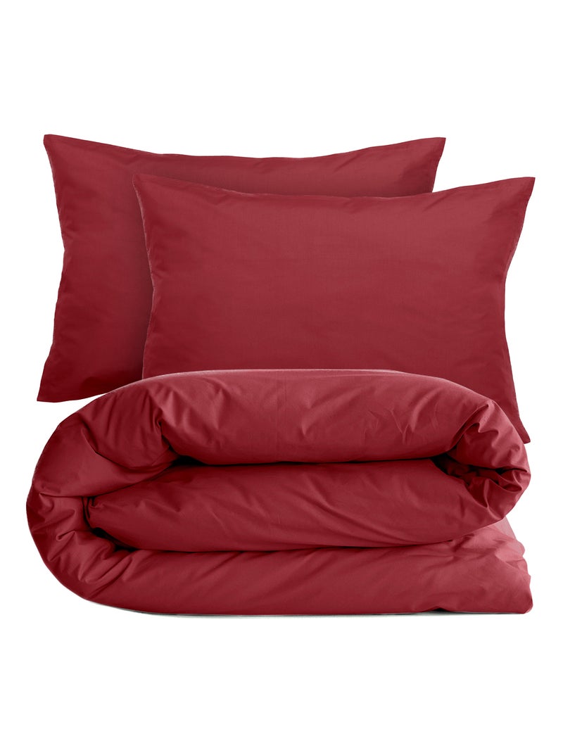 Parure de lit uni percale de coton MANOIR Taie 50x70 cm Rouge carmin - Kiabi