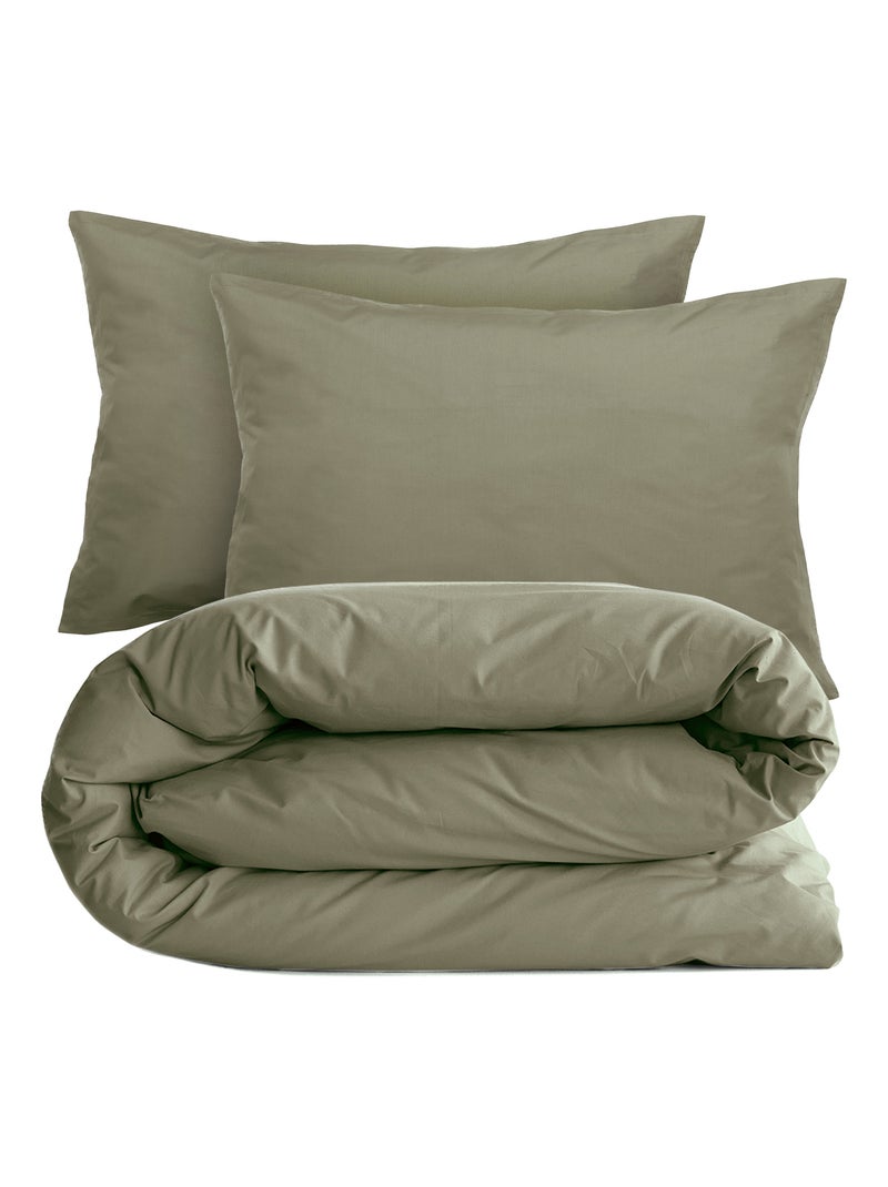 Parure de lit uni percale de coton MANOIR Taie 50x70 cm Vert bouteille - Kiabi